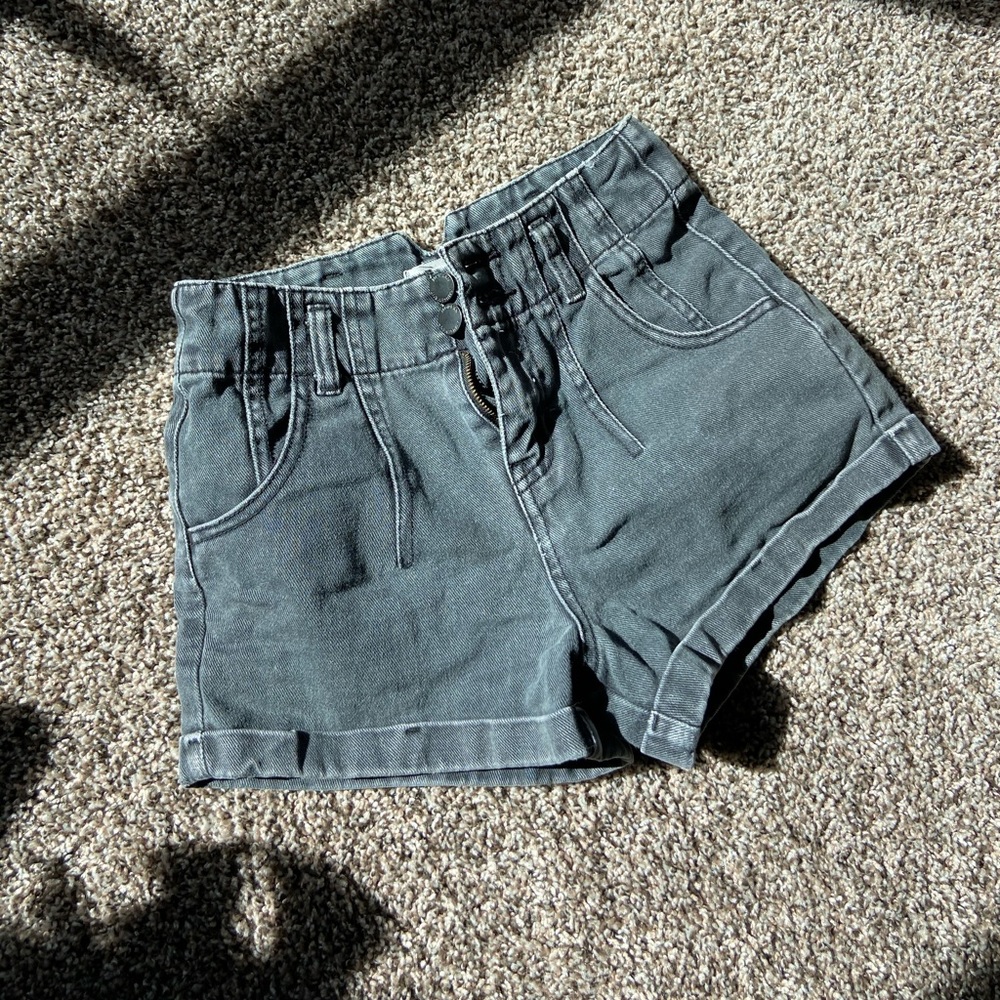 Black denim shorts